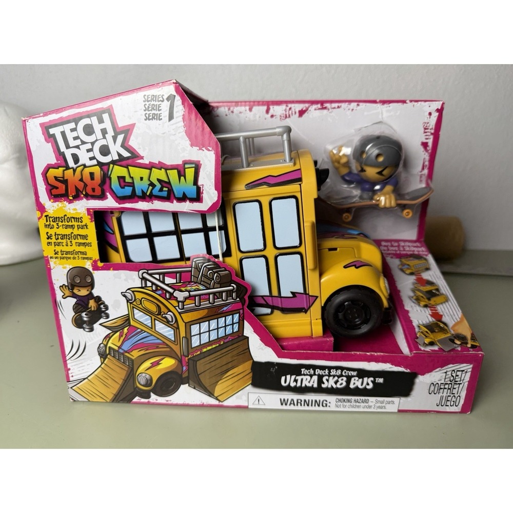 Tech Deck Ultra Sk8 Bus Crew Kids OS Yellow New Transforming Playset Series 1